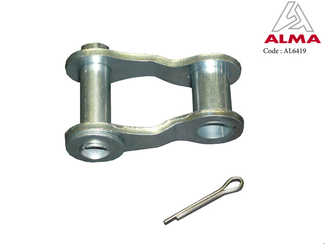 Zinc plated quick-link, 41.75 without bucket chain roller. Crdits : ©ALMA